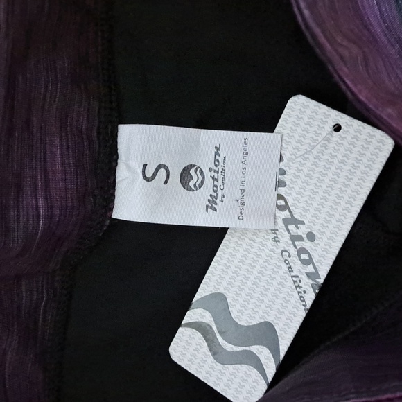 NWT Motion by Coalition Dance Gym Black with purple waistband Leggings Sz S - Picture 5 of 7